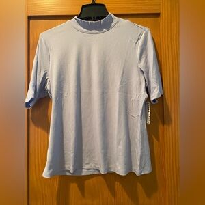 Women’s Nine West Mock Turtleneck Lilac Shirt Sleeves Ribbed Shirt NWT Size PXL